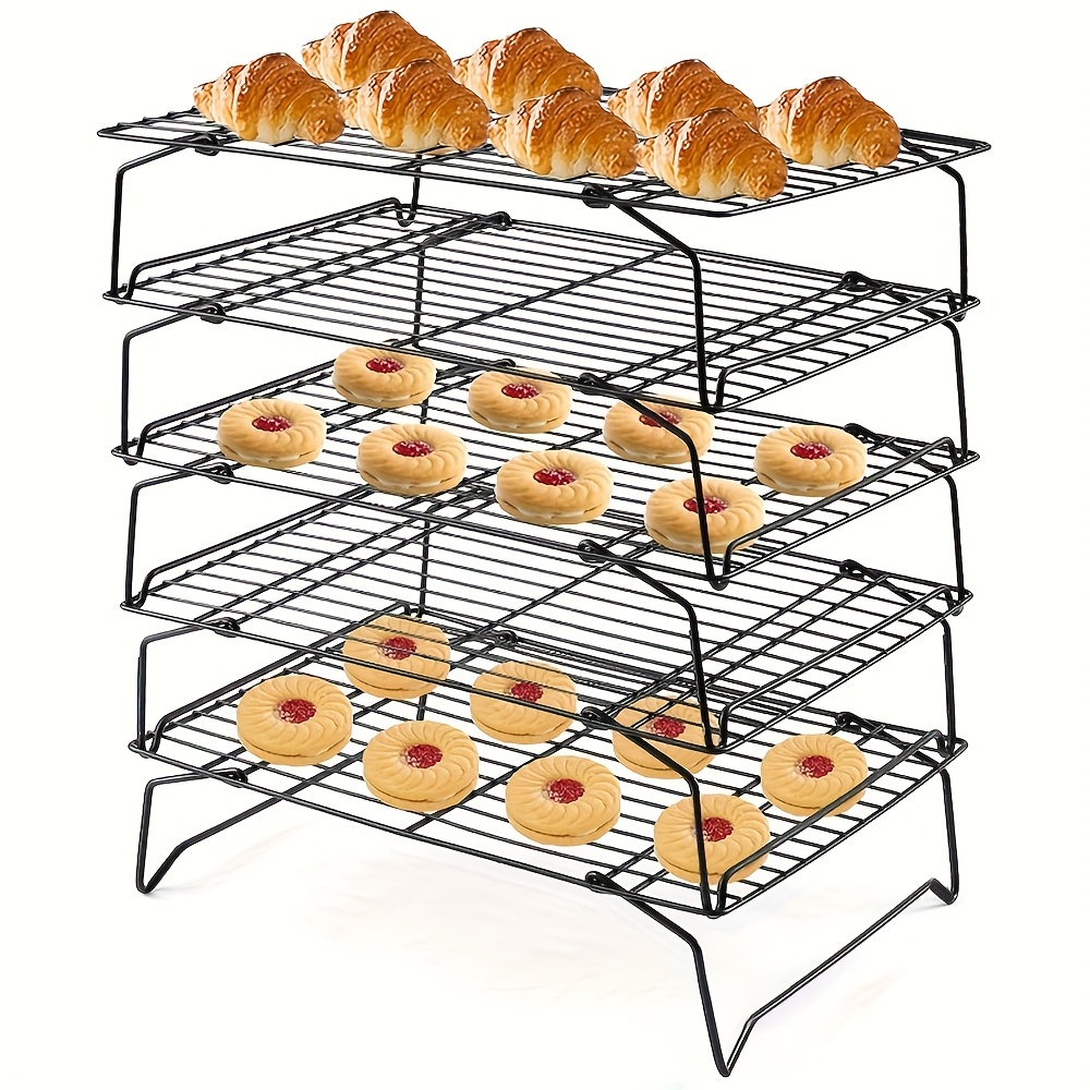 5 tier non stick cooling rack stackable foldable wire rack - Temu