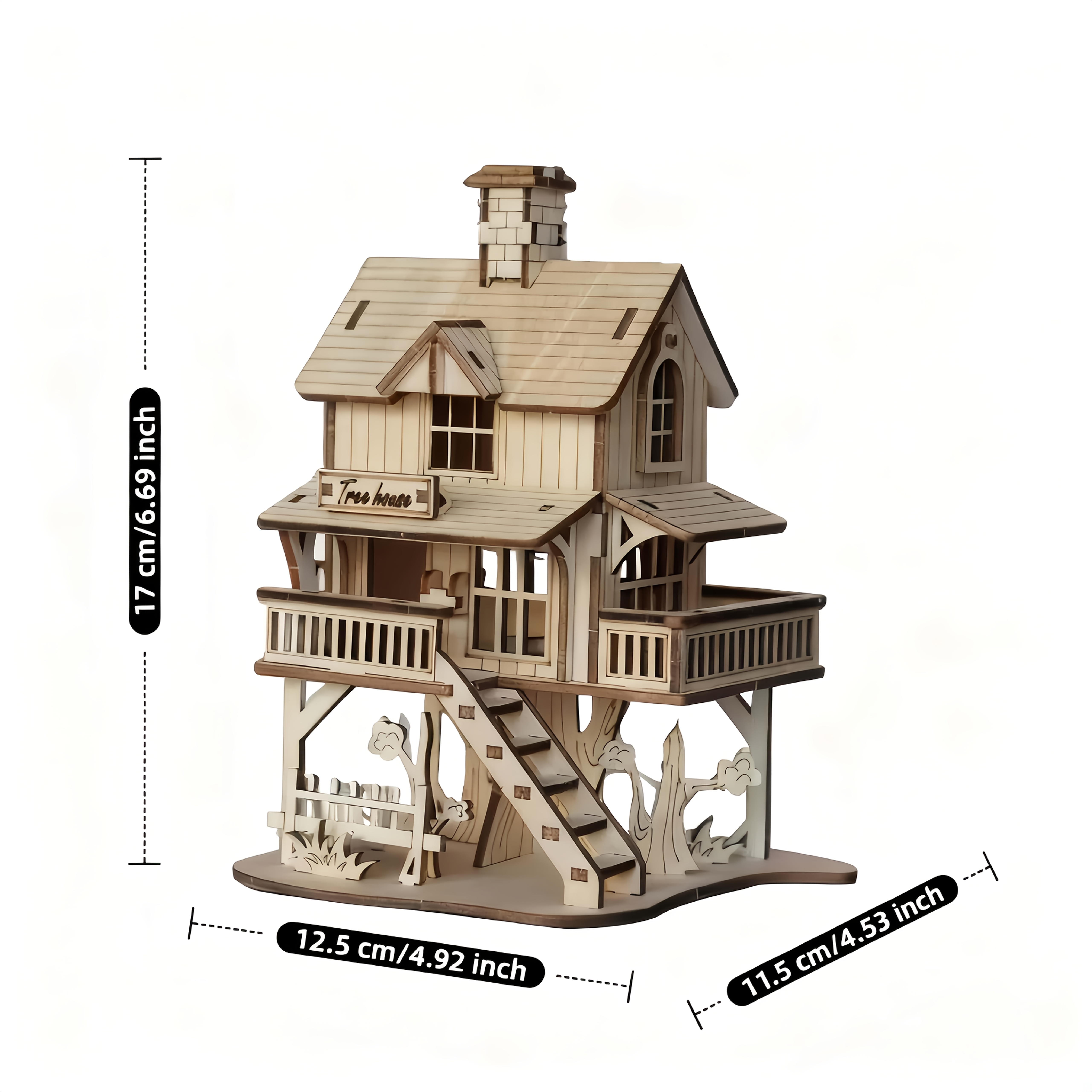 Style Wooden Puzzle Model, 3d Building Set, Creative Treehouse Architecture Combination, Decoration Handmade Model, Creative Holiday Birthday Gift Toy