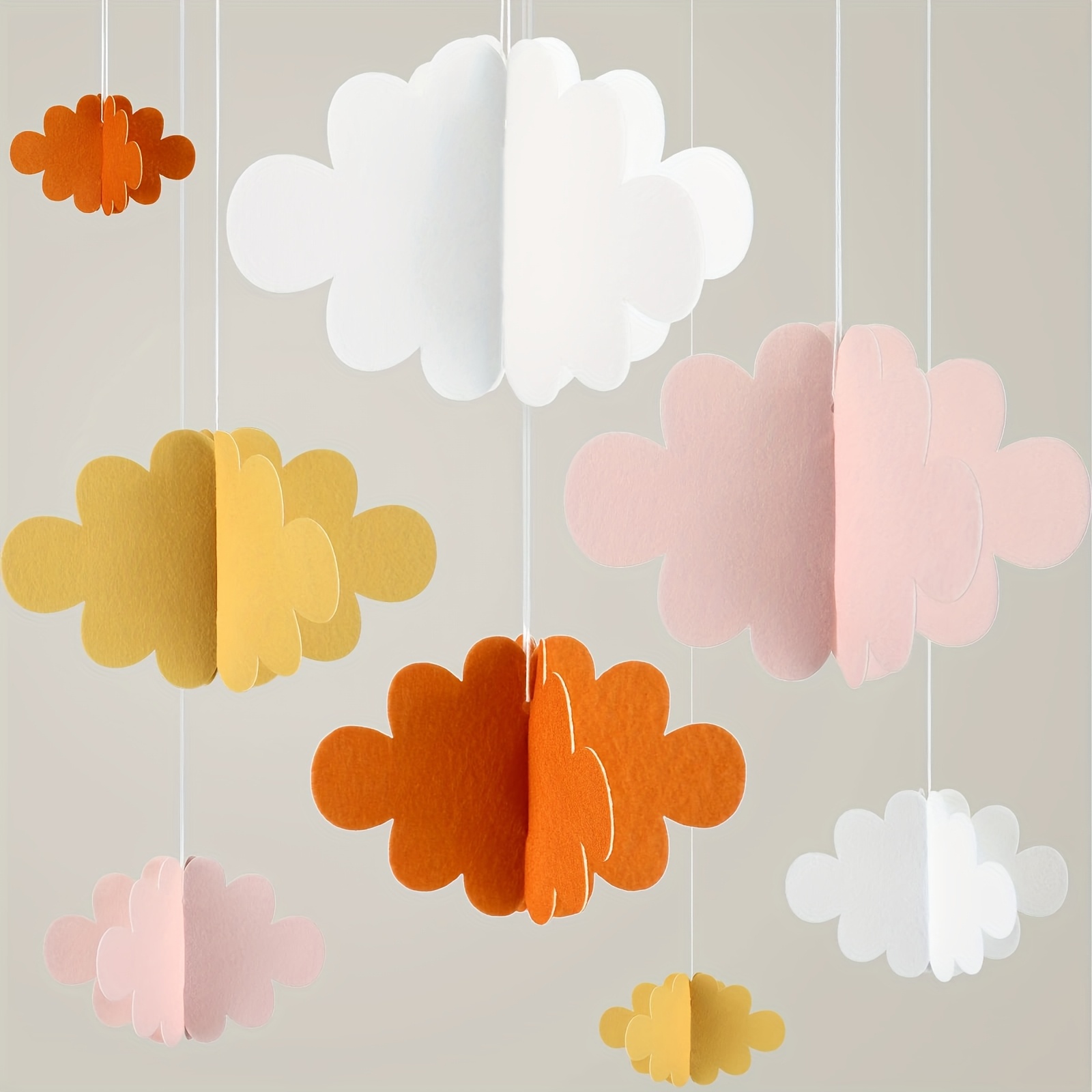 Image of 8pcs Classroom 3d Cloud Decoration Hanging For Ceiling Party Decoration Artificial Cloud Ornament Hanging Ceiling Wall Decor For Birthday Wedding Baby Shower Nursery Children Room(lovely, Multicolor)