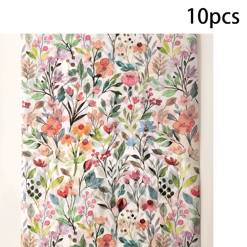 TEMU 10 Sheets / 20 Sheets Watercolor Floral Pattern Sydney Paper, Lightweight Gift Liner Wrapping Paper, Universal Holiday Wrapping Paper For