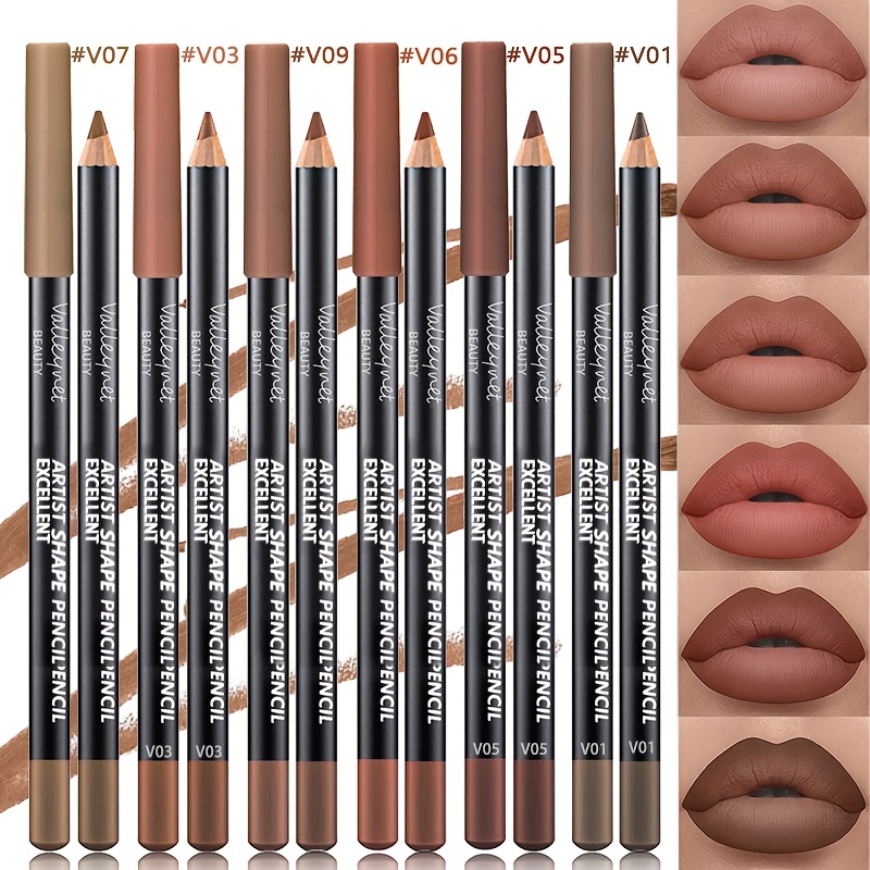 6pcs/set Lip Liner Set And Eyeliner Set Nude Long-lasting Matte Waterproof Lipstick 2in 1 Eyeliner And Lip Liner Waterproof Lip Liner Lipstick Set Women's Lip Makeup Cosmetics Matte Lip Makeup Pencil