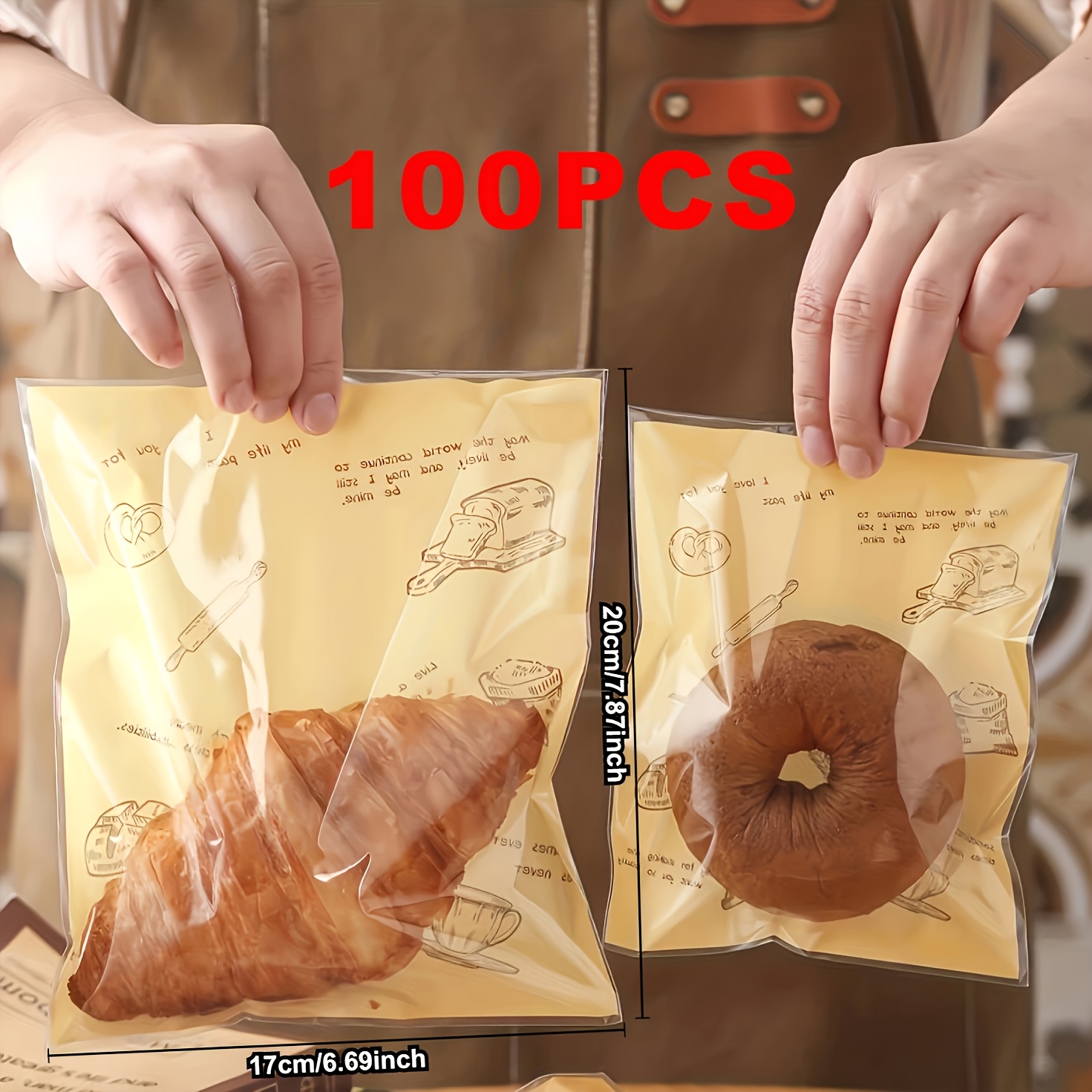 TEMU Cjorwyn 100pcs Self-adhesive Sealing Goodie Bags - Bakery Bags Storage Croissants, Donuts, Cakes, And Holiday Favors