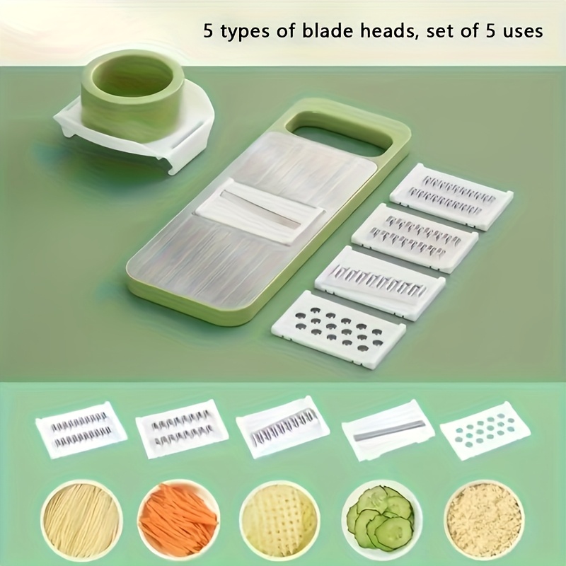 Image of 7pcs(1 Main Component, 6 Replacement Parts)stainless Steel Vegetable Slicer And Grater Set With Interchangeable , Manual Kitchen Gadget Tool Kit For Potato, Carrot, Cucumber