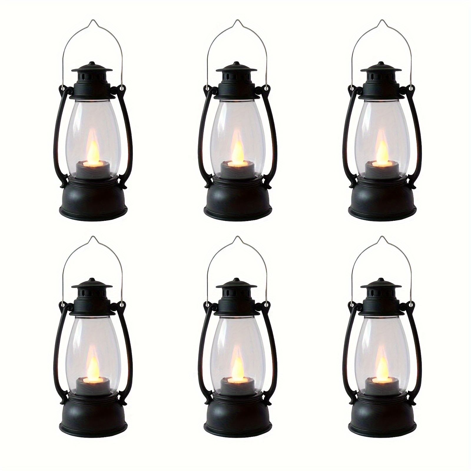 TEMU 6pcs 9inch Lantern Decorative With Flickering Led Candle , Hanging Candle Lantern, Table Centerpiece, Vintage Lantern Decorations For Western