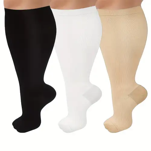 Women's Plus Size Compression Pantyhose - 15-21mmHg Graduated Support for  Varicose Veins & Edema - Open Toe, Opaque Tight Stockings S-5XL