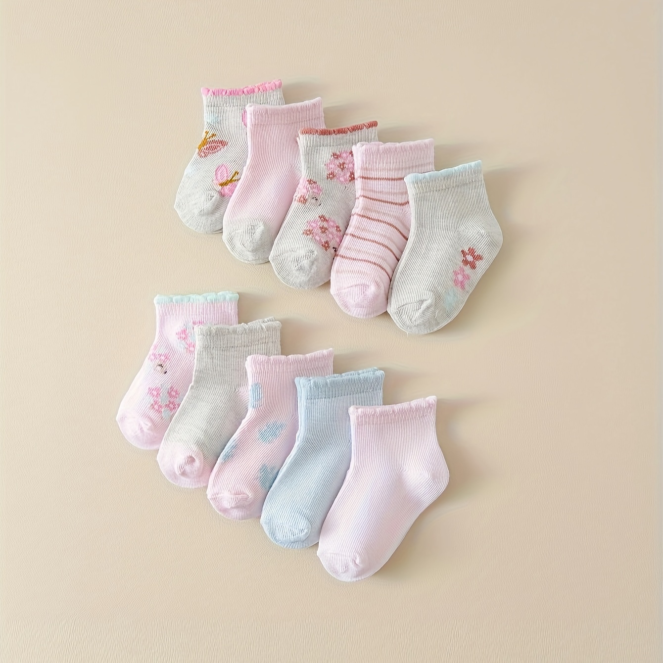 

10 paires de chaussettes courtes colorées et mignonnes pour bébé fille, chaussettes respirantes absorbant la transpiration, confortables pour et l'été