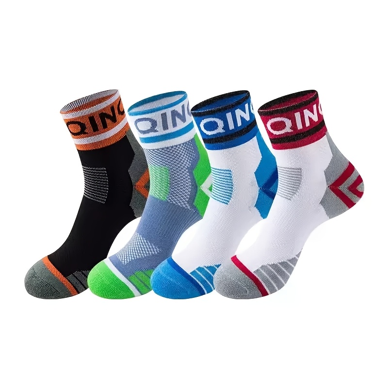 TEMU 4 Calzini Sportivi da Traspiranti in Mesh, Performance , Media Caviglia, Design con Punta Ispessita, Ammortizzazione Antiscivolo, Morbidi e
