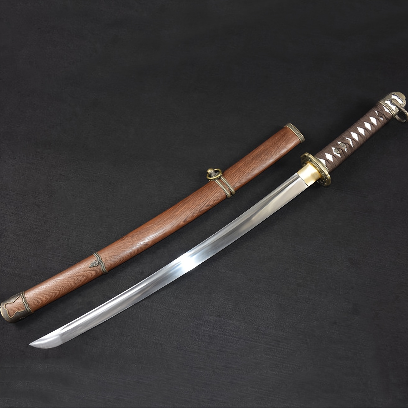 

Hand- Japanese - High Steel, Wooden Handle & , Unsharpened Cool Decorative For Cosplay, Larp, Or Halloween Gifts