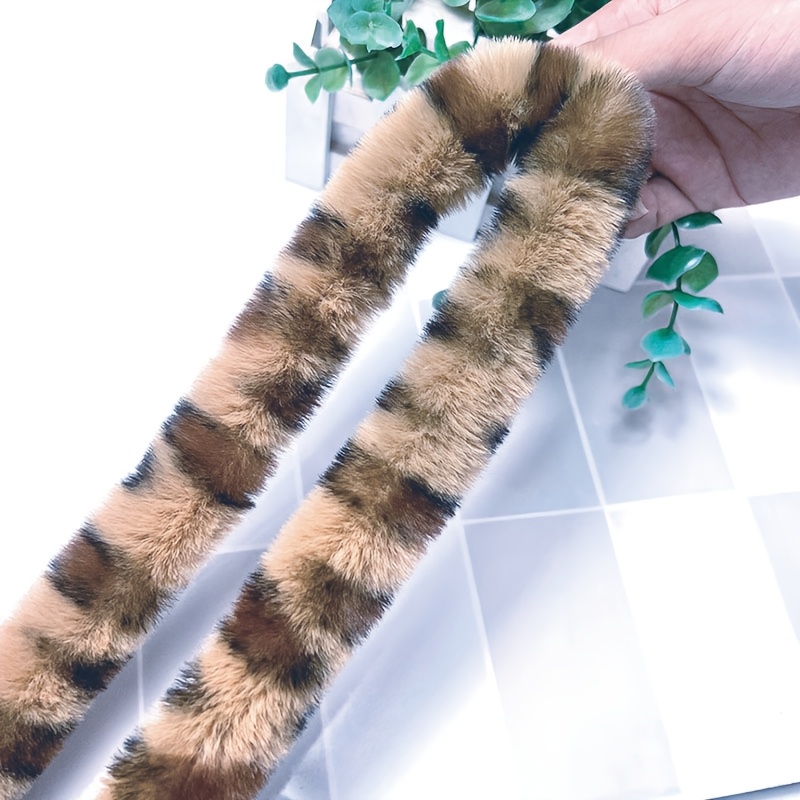 100cm Faux Leopard Print Fur Strip Craft Making Additions For Clothing, Shoe Decoration, Hat Embellishment And Christmas Decor