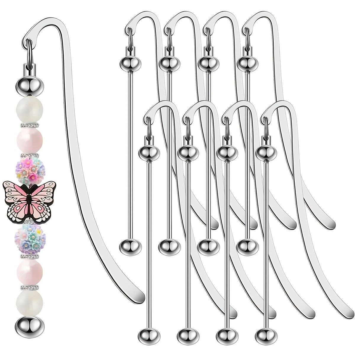 TEMU 8pcs Blank Beadable Bookmarks(no Beads) Perfect For Beading, Crafting, And Making Bag Charms. Are Ideal Gifts For Book Lovers, Students, And