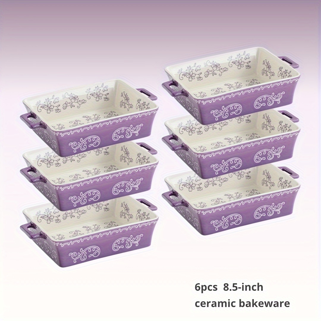 piece ceramic baking pan set purple rectangular baking pan Temu