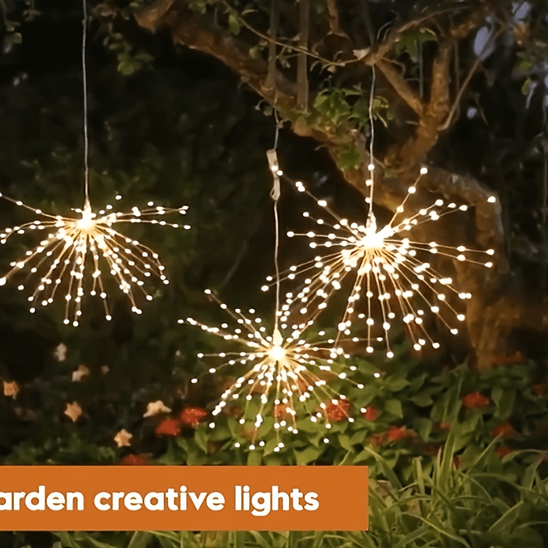 Image of 4-pack Hanging Solar-powered Firework Lights, Led Star Firework Lights, Outdoor, 8-mode Led, Fairy Lights, Holiday Lights, Garden, Christmas Decoration Lights