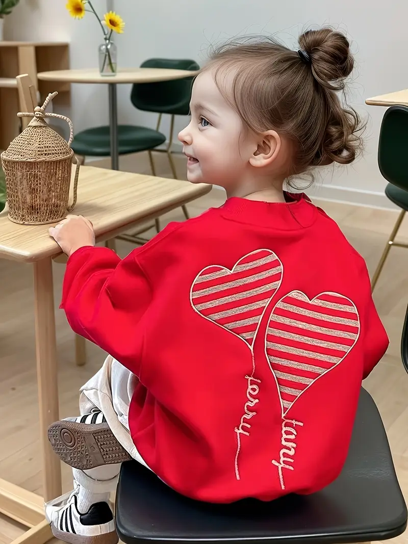 Felpa Bambina Con Stampa Cuori E Scritte Love - Maniche Lunghe, Morbida, Per San Valentino - Foto 6