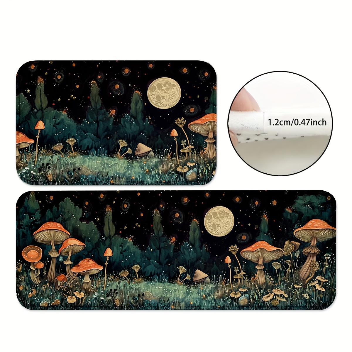 

1pc/2pcs, Mushroom Floor Mat, Modern Kitchen Rugs, Indoor Carpet, Non-slip Washable Absorbent Kitchen Mat, For Home Decor, Room Decor, Farmhouse Decor