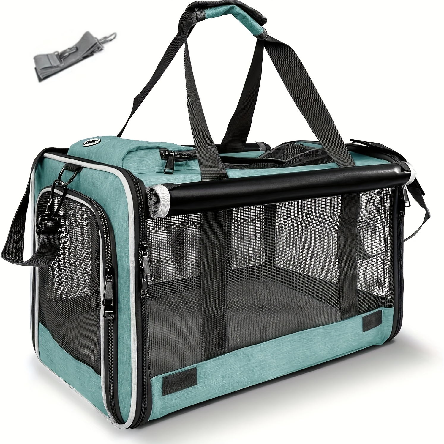 airline approved soft sided medium cat small dog carrier durable breathable collapsible travel crate with privacy panels zipper closure   interior ventilation mesh portable pet kennel for airplane car vet   easy to carry po