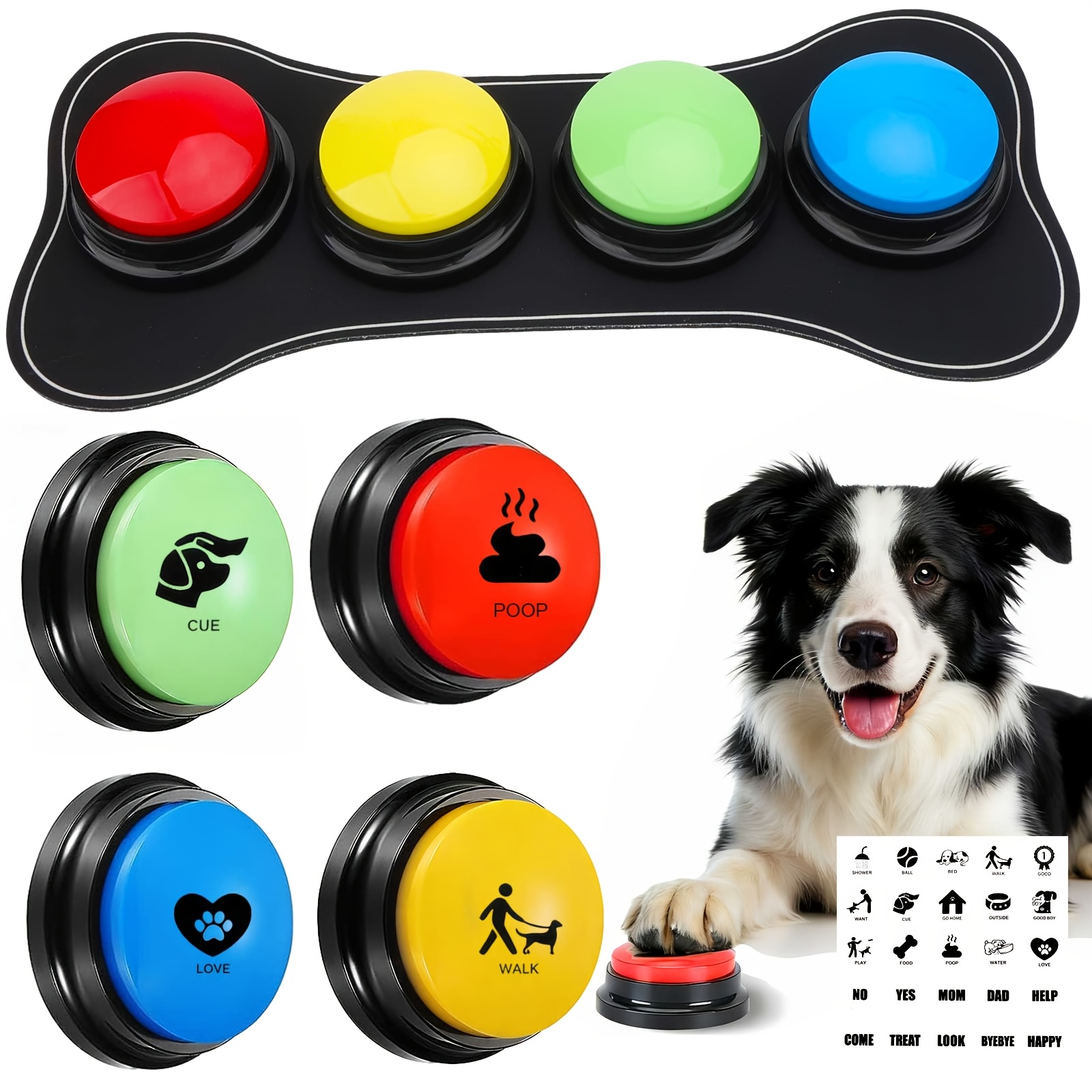 TEMU 1 Pack Dog Speech Training Buttons, Record To Teach Dogs Commands And Needs, Ideal Interactive Toy For Dogs, Trainers And Pet Families