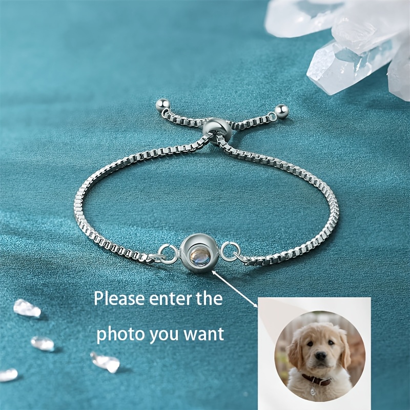 TEMU Custom Personalized Photo Projection Bracelet, 18k Gold Plated, With Built-in Photo. Customizable With Couple Photos, Best Friend Photos, Family