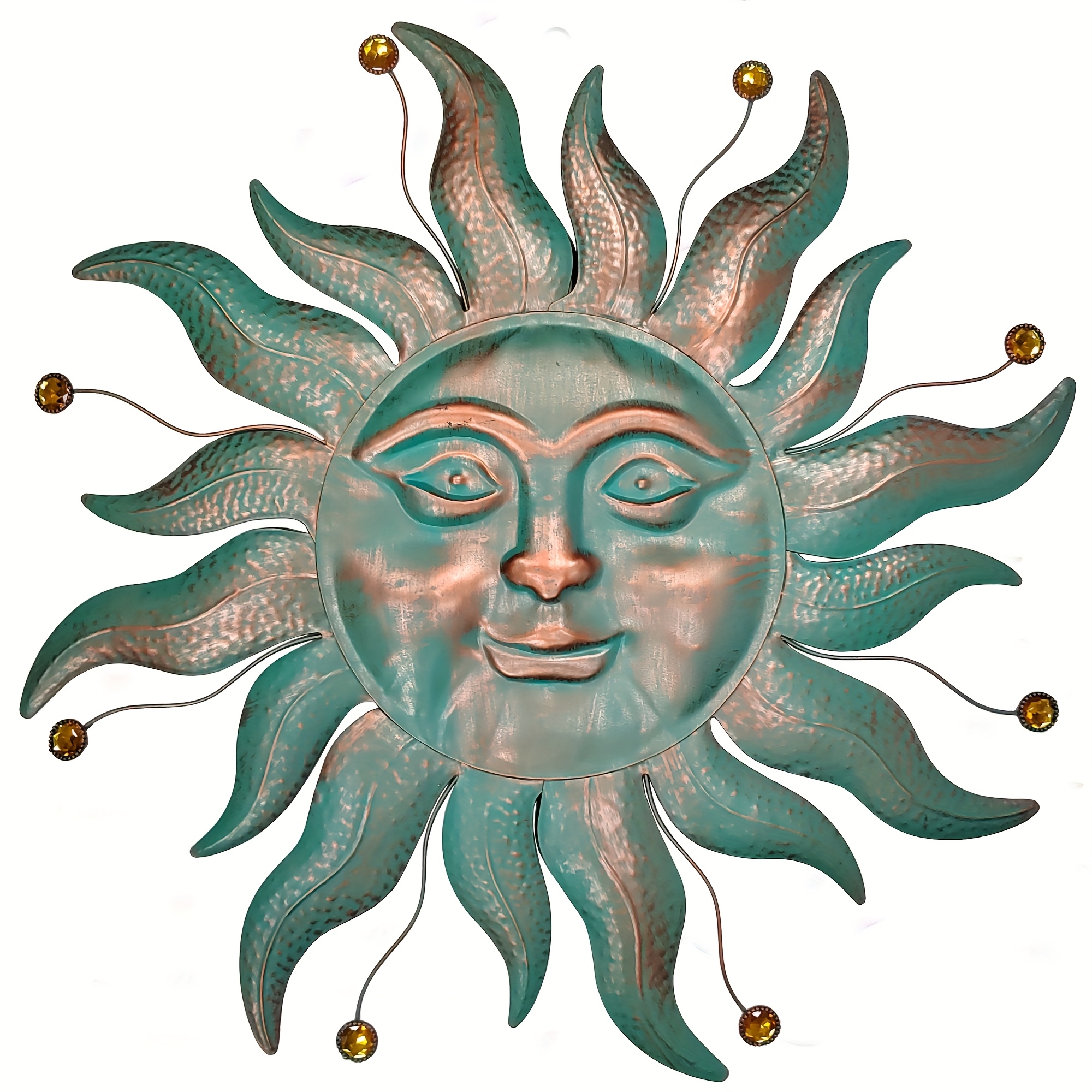 Image of [3d] Metal Wall Art Outdoor Decoration, Large Size Red Copper Bronze Vintage Wall Hanging Ornament Sun Catcher Wall Art For Indoor Outdoor Garden Home Farmhouse Fence Balcony Patio Bedroom Decor