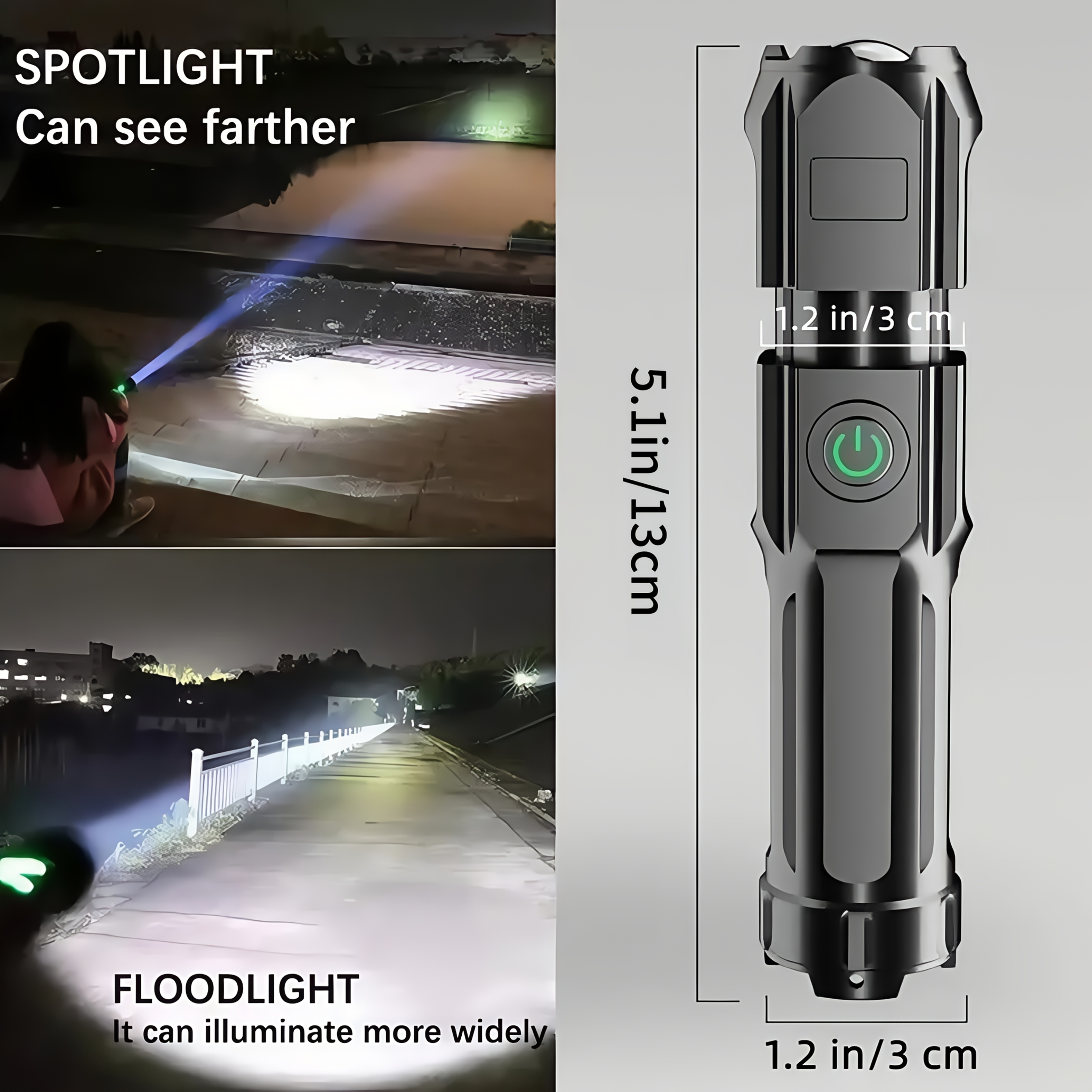 1 buc Lanternă de Mână Super Luminoasă USB Reîncărcabilă, Ideală pentru Camping, Drumeții și Hiking, Clasificare IPX4