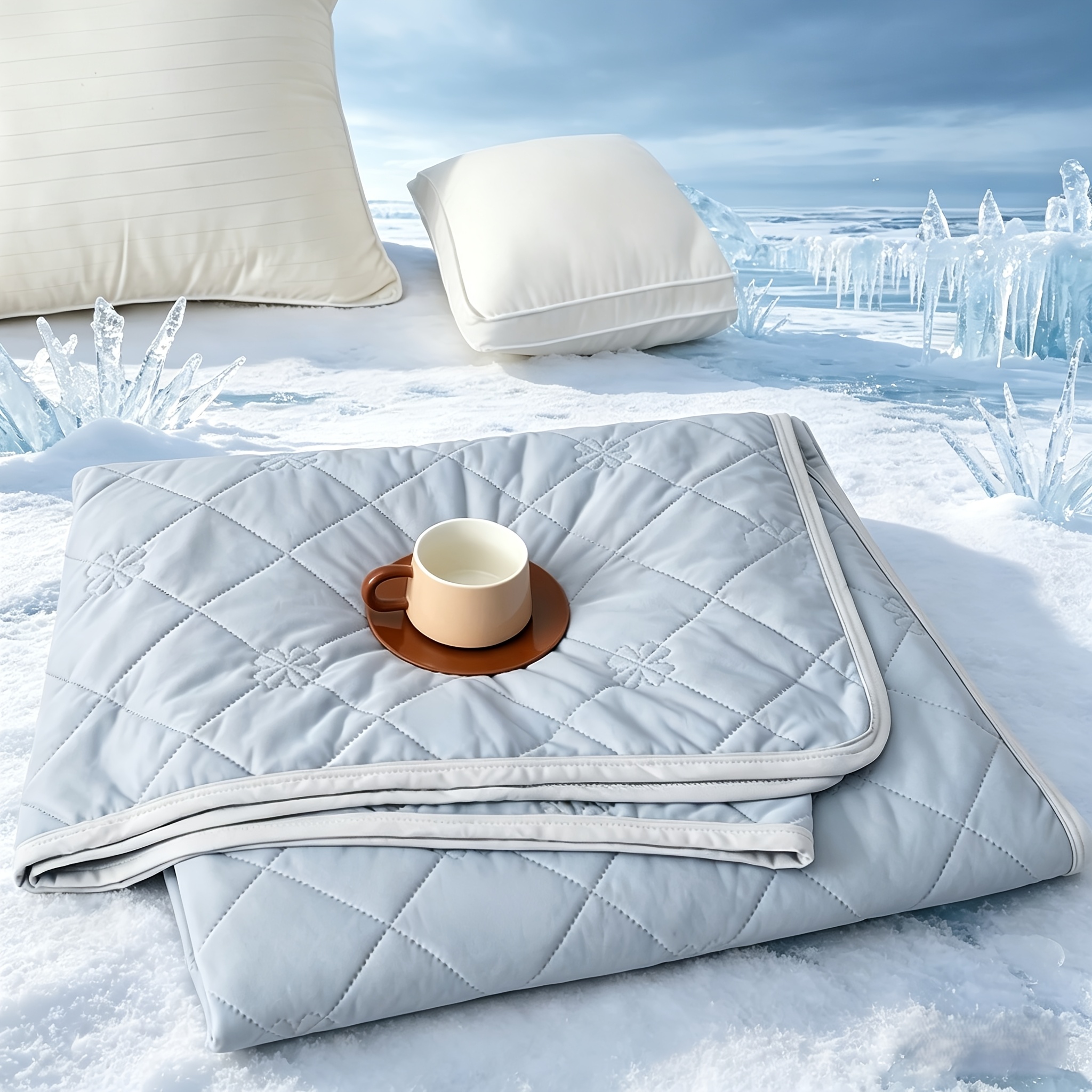 TEMU [1 Summer Quilt] Summer Ab Side Cool Thin Quilt, Suitable For Hot Sleepers, With Flower Texture Quilting, Lightweight And Breathable Summer