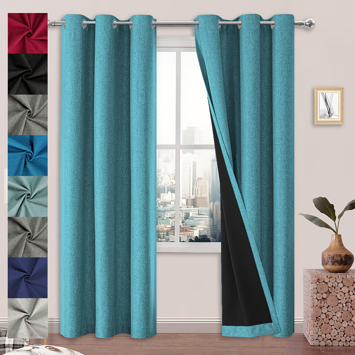 Cortinas opacas azules salón - Oferta Limitada en Stock