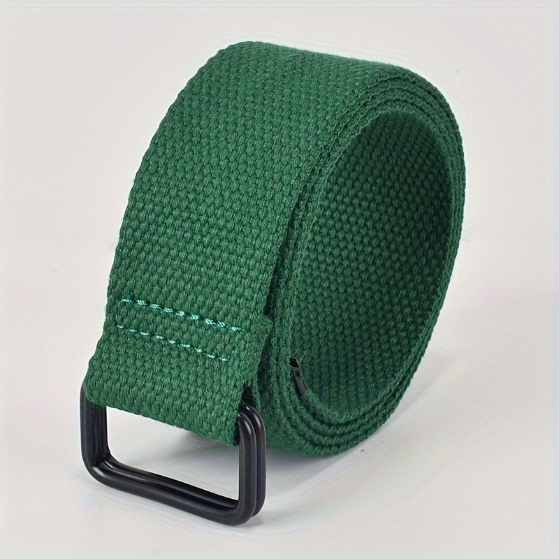 Stylish Canvas Belt with Double Ring Buckle