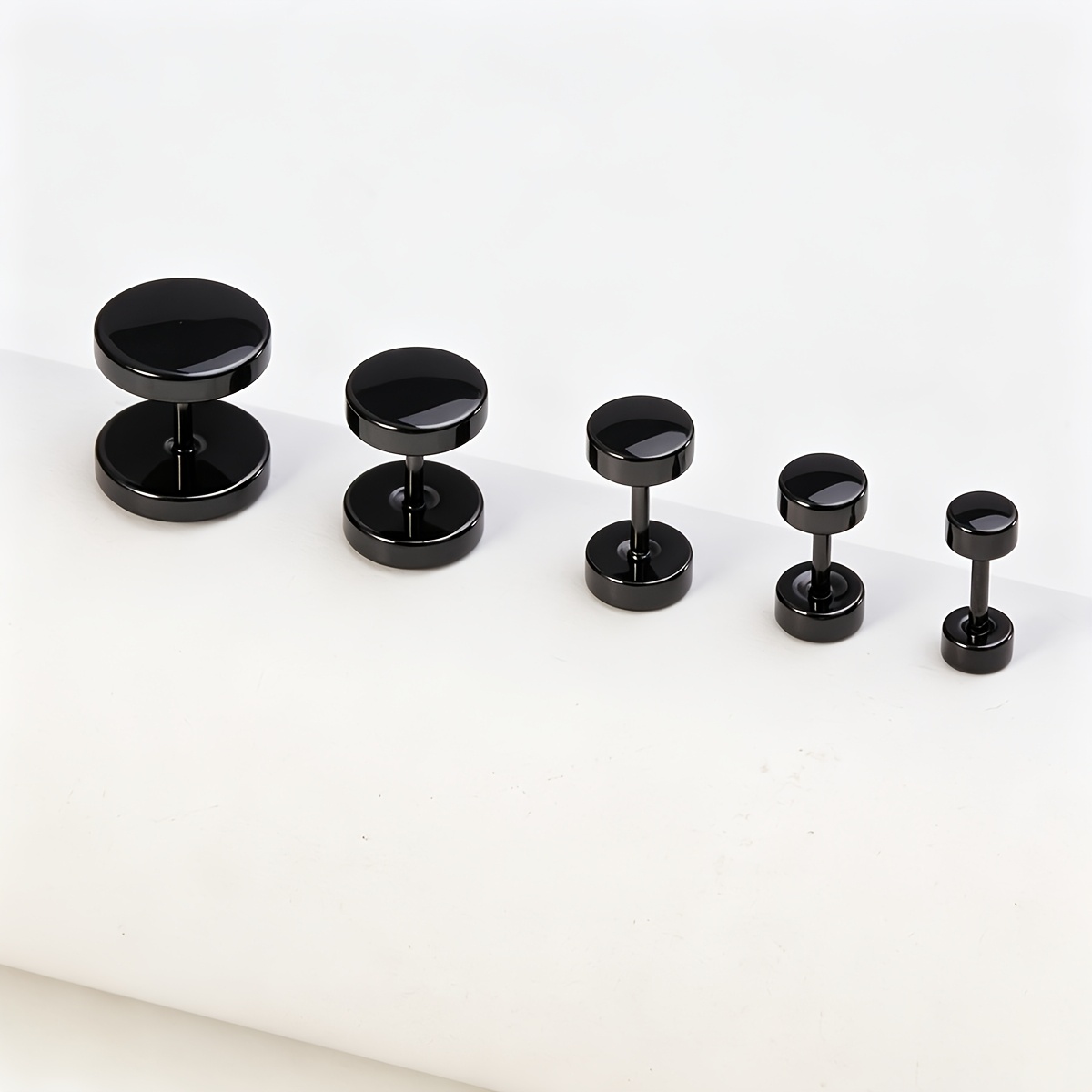 TEMU 2D Flat - 5 Stück Edelstahl Fake Ohrmuscheln Knorpel Tragus Daith Piercing Ohrringe Illusion Fake Ohr Expander Stecker, Minimal Flache Runde