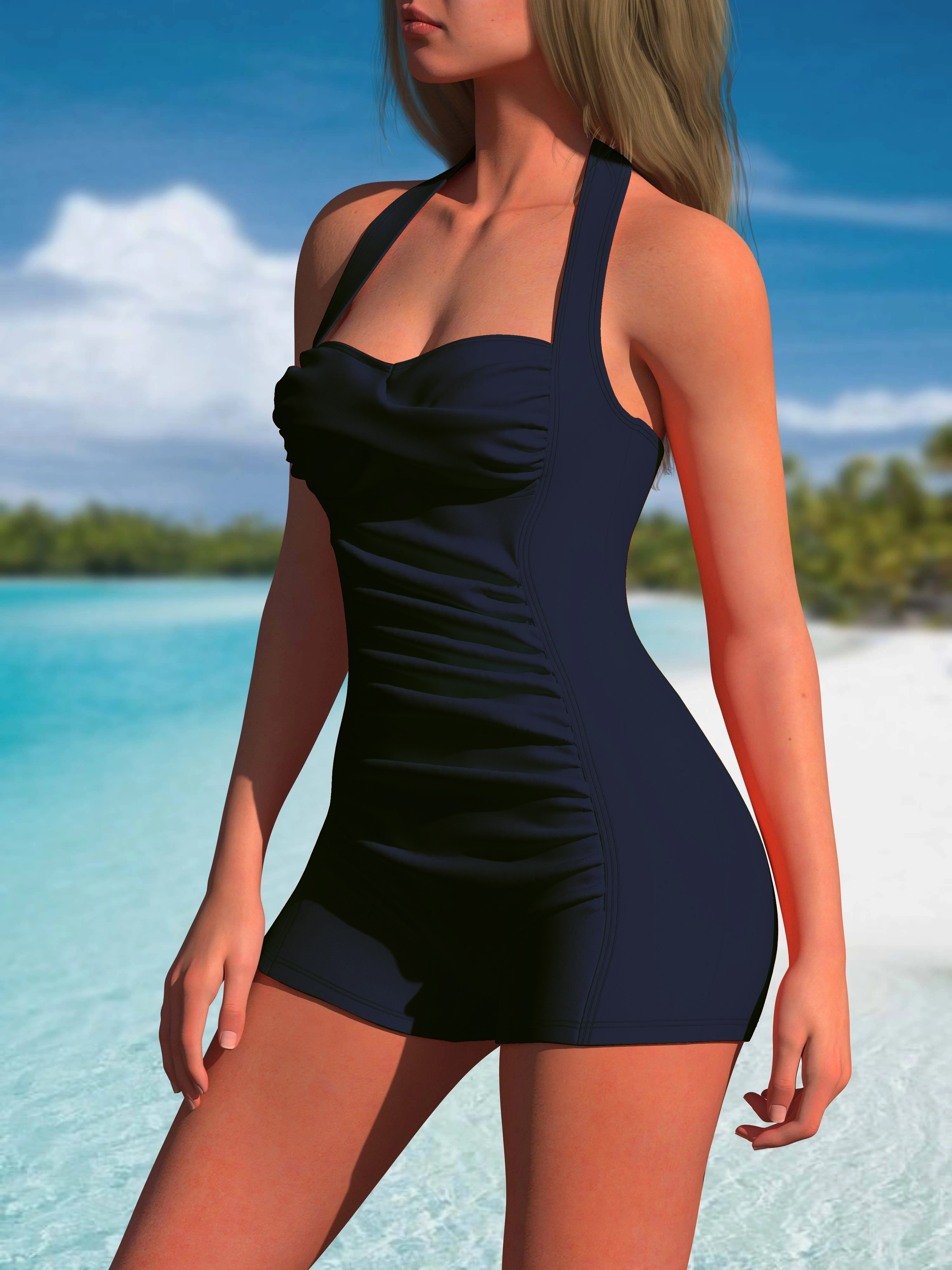 Dark Blue Fashionable Women's Monokini