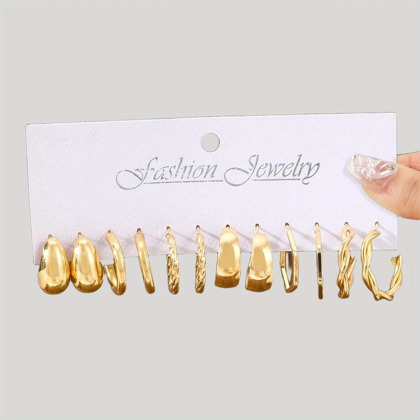 Image of 24/12pcs Fashion Metal Women's Earring Set, Water Drop And Square Shaped Jewelry Additions, Suitable For Daily Life Or Banquets