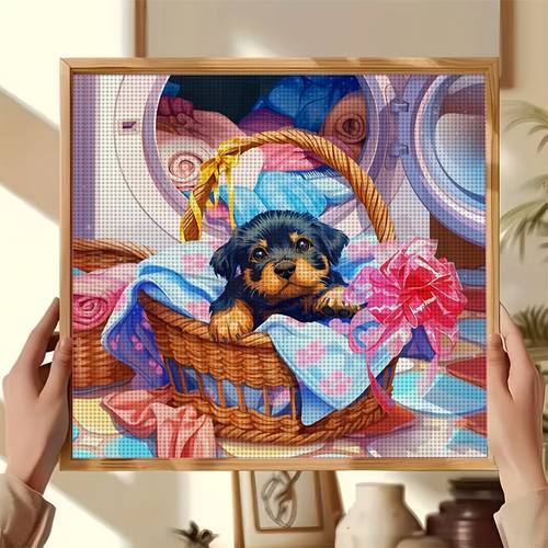 item picture 1pc printed cross stitch kit laundry basket pattern ideal for beginners canvas needles pattern and instructions home office wall decor and gifting sizes 11 8 11 8 inch or 15 7 15