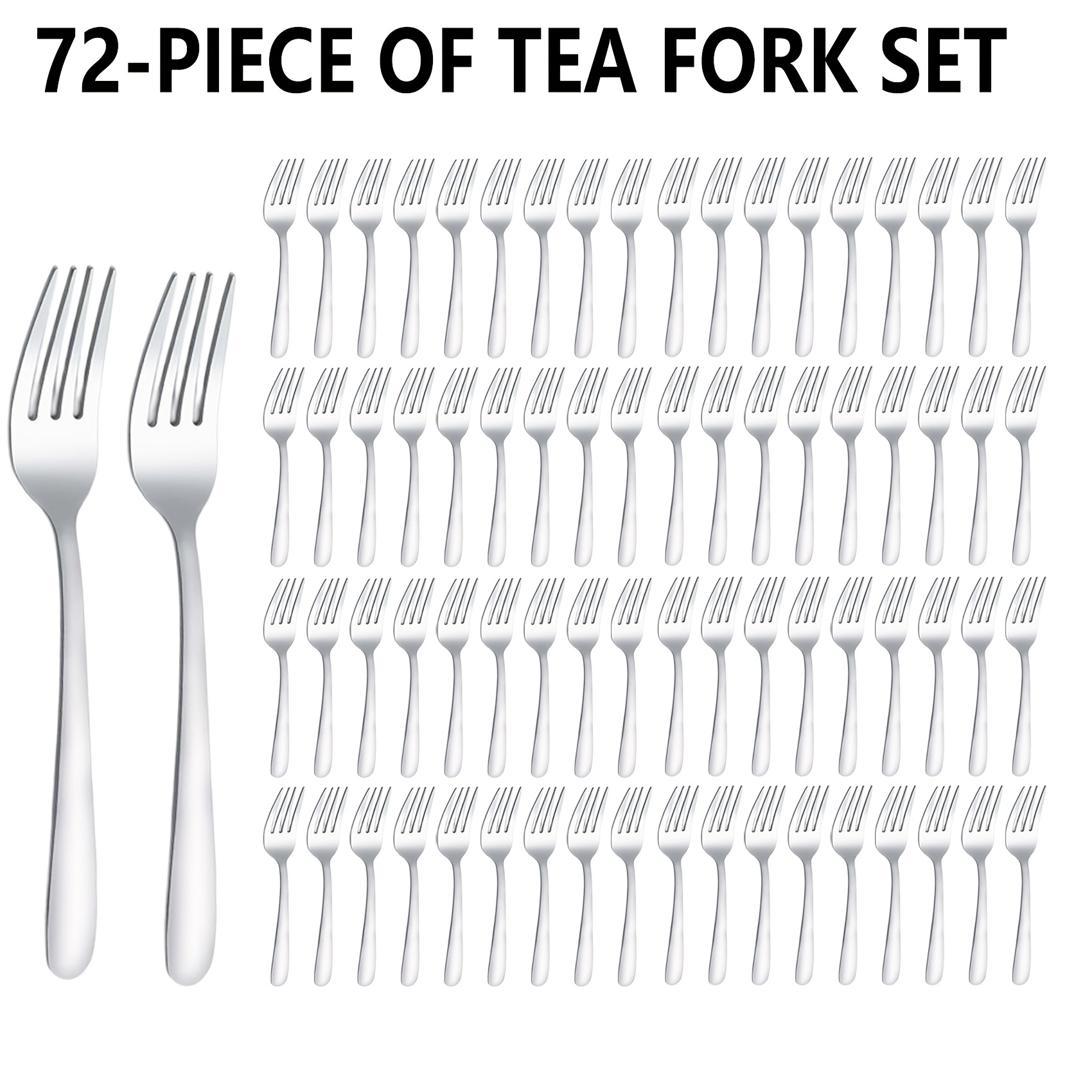 Image of 36/72pcs Stainless Steel Silvery Dessert Forks, Tea Forks, Fruit Forks, Kitchen Additions, For Wedding Celebrations, Halloween Christmas Party Gifts, Dishwasher Safe