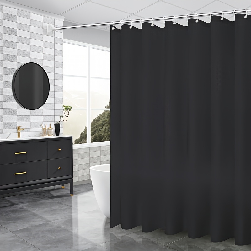 

1pc Water-resistant Peva Shower Curtain, Woven Bathroom Partition, Bathroom Decor, With Metal Grommets And Plastic Hooks, For Easy Clean