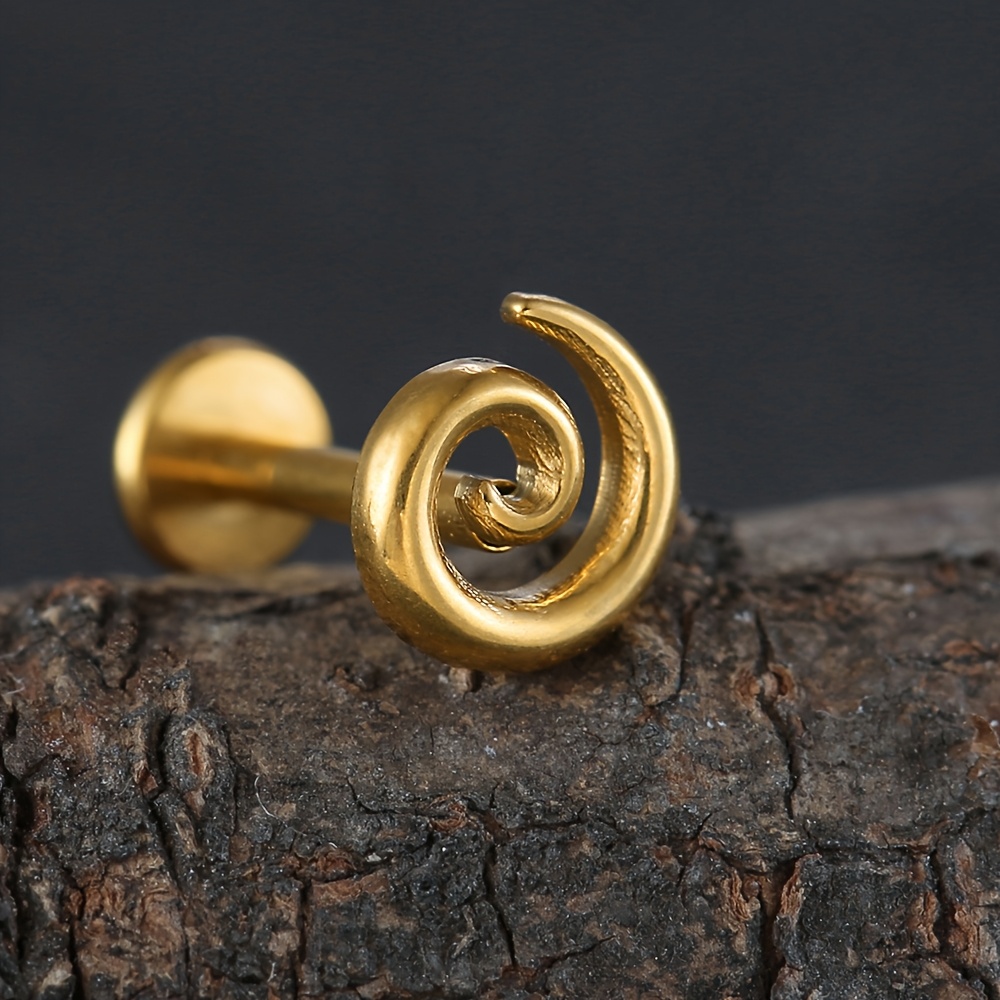 Women's 2D Flat Titanium Vortex Cartilage Tragus Earring