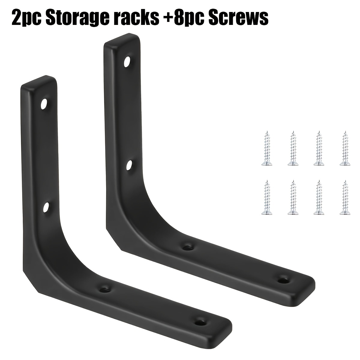 TEMU 10pcs Heavy-duty Wall-mounted Shelf Bracket Set (2 Brackets + 8 Screws), L-shaped Shelf Bracket Set, Iron Shelf Bracket Set, Metal Shelf Bracket