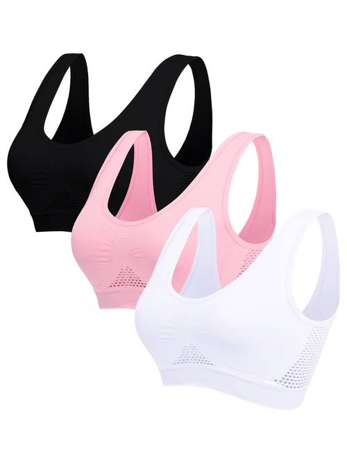 3 piece set hollow out design womens sports bra for fitness running yoga and back support wire free breathable sports bra