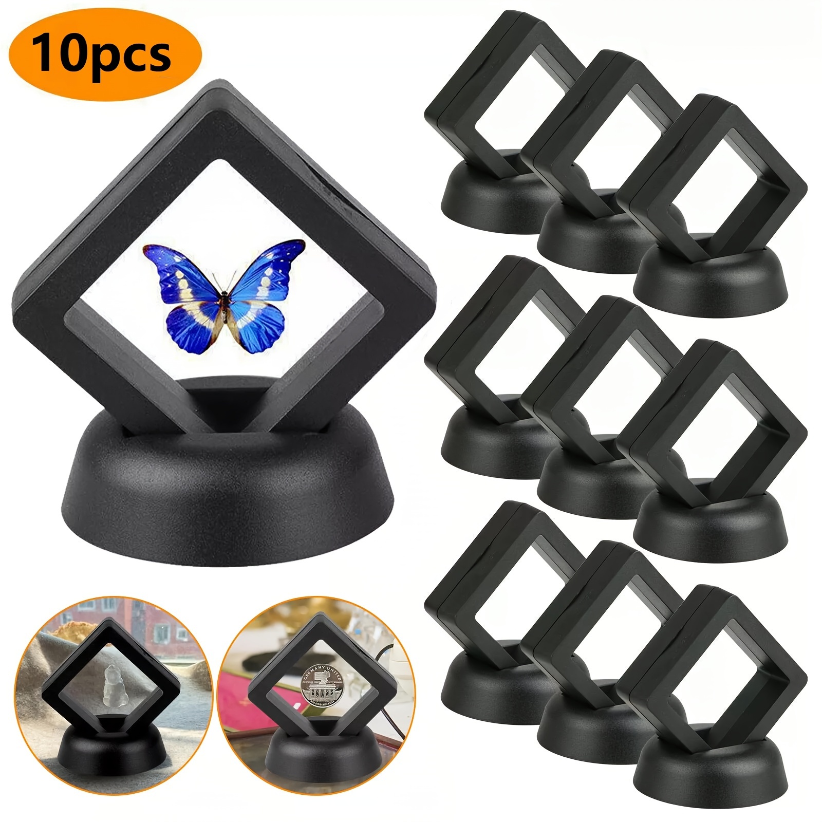 

10pcs 3d Floating Coin Display Stand, Your , Jewelry Suspension Holder, For Challenge ,