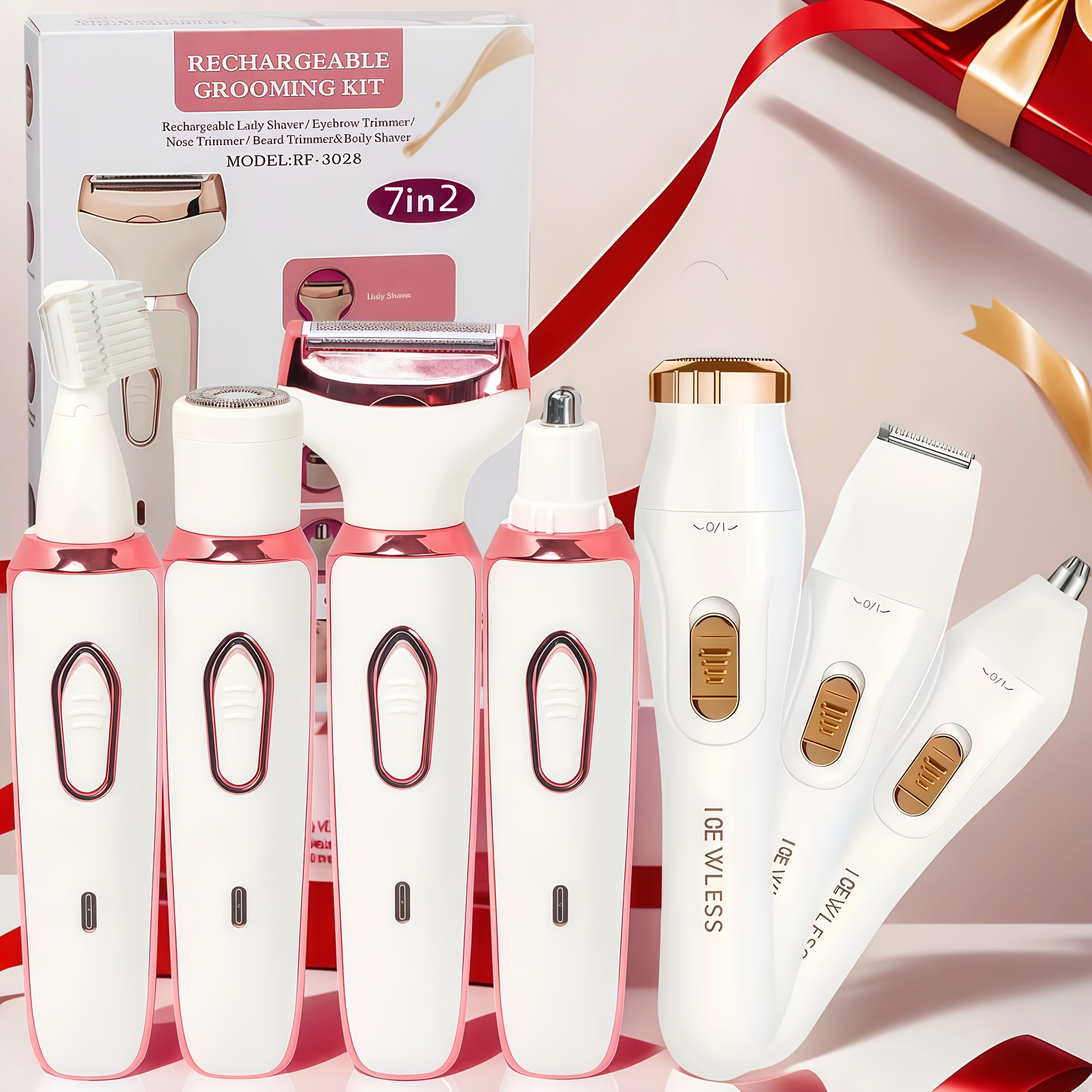 TEMU Set Of 2, 7-inch Women's Electric Hair Removal Device, A Versatile Shaver And Trimmer Kit Designed For Bikini Lines, Eyebrows, Nose, And Facial