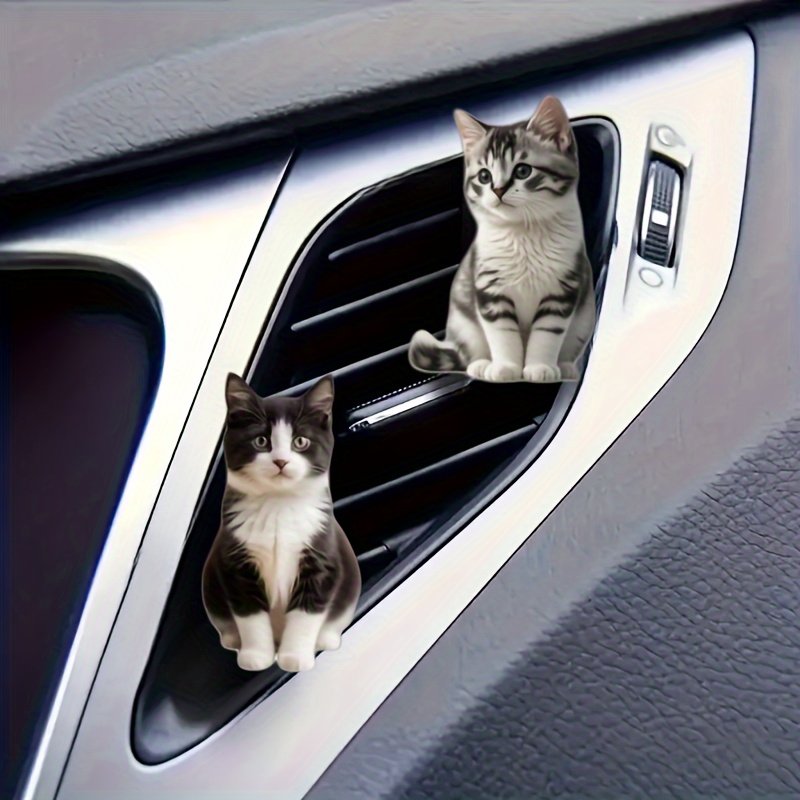 

2pcs Cute Cat Acrylic Car Air Freshener Set - Long- Scented Vehicle Fragrance With Balm/compressed/stick Scent Source, Non-effective, No Capacity, For Odor