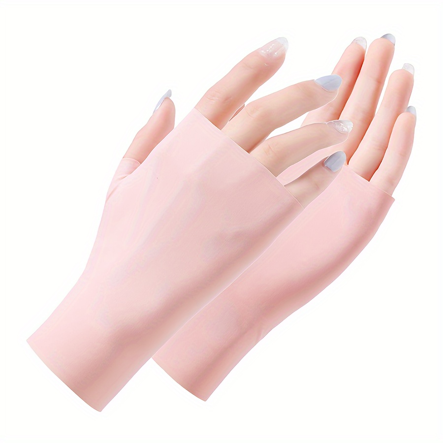 

Summer Women's Sun Gloves, Anti-uv Fingerless Gloves For Manicure And Cycling, Vintage Style Solid Color Gloves