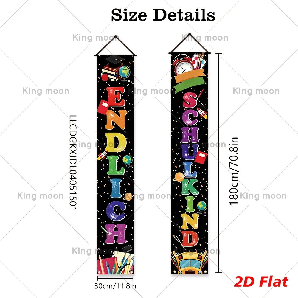 TEMU 2D-Flach, 2D-Türbanner, 2 Stk. Deutscher Banner zum ersten Schultag – 70,8 Zoll/180 cm, geeignet für Einschulungsparty-Dekoration der 1. Klasse,