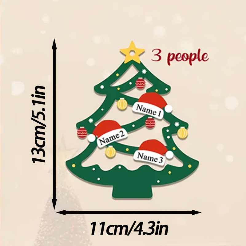 1pc Personalized Name/text Christmas Tree Pendant - Holiday Ornament With Name, Artificial Wood Irregular-shaped Tree Suitable For Family Gift, Backpack & Decorations