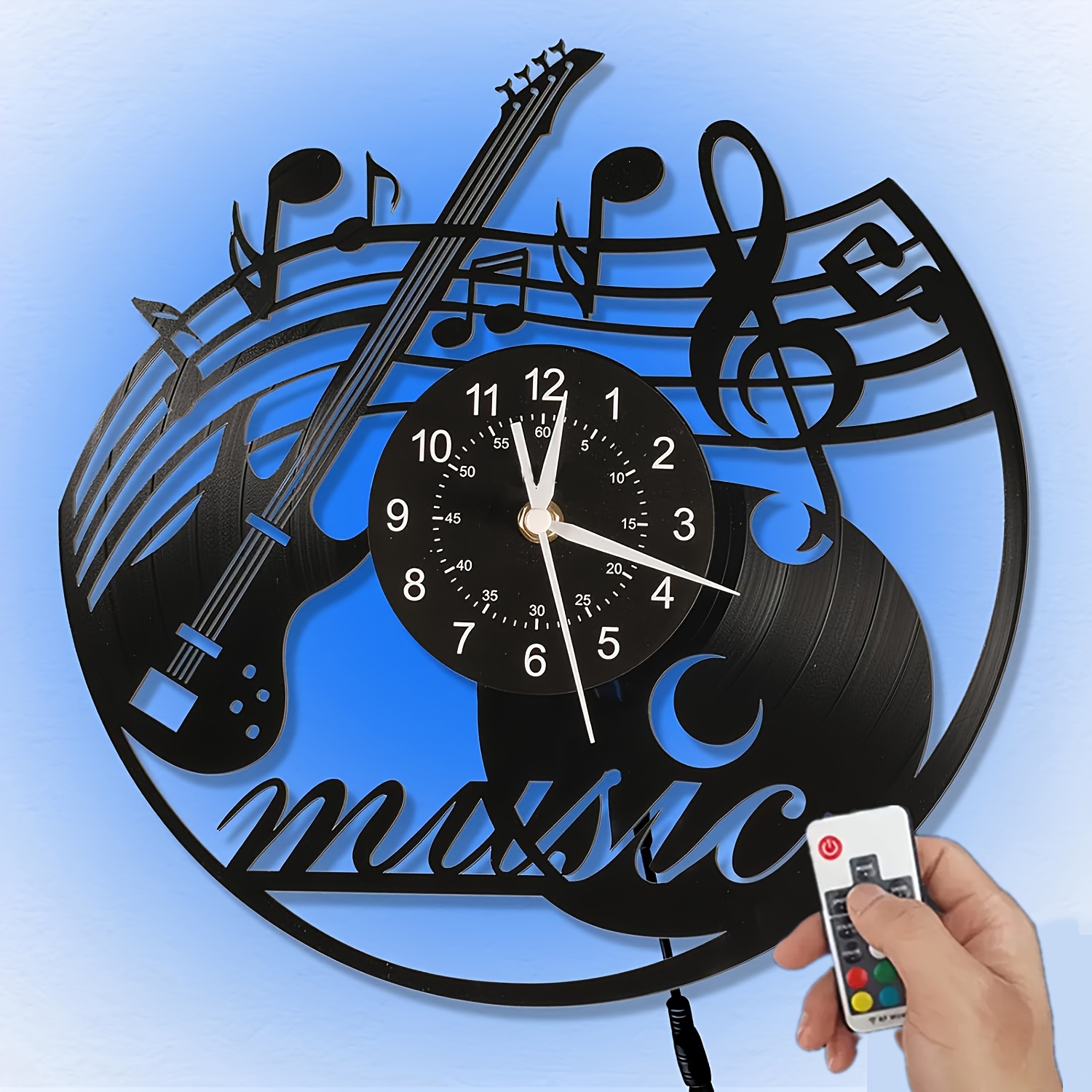 

Music Vinyl Wall Clock Music Instrument Hanging Wall Art 12 Inch For Living Room Beedroom Home Decor Men Gift For Music Lovers