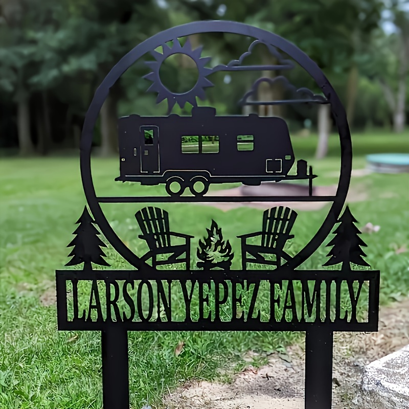 

[customer ] Custom Camping Flag Sign - Metal, Weatherproof & Paint Resistant - Rv Decor, Yard Displays, Family Names & Anniversary Gifts