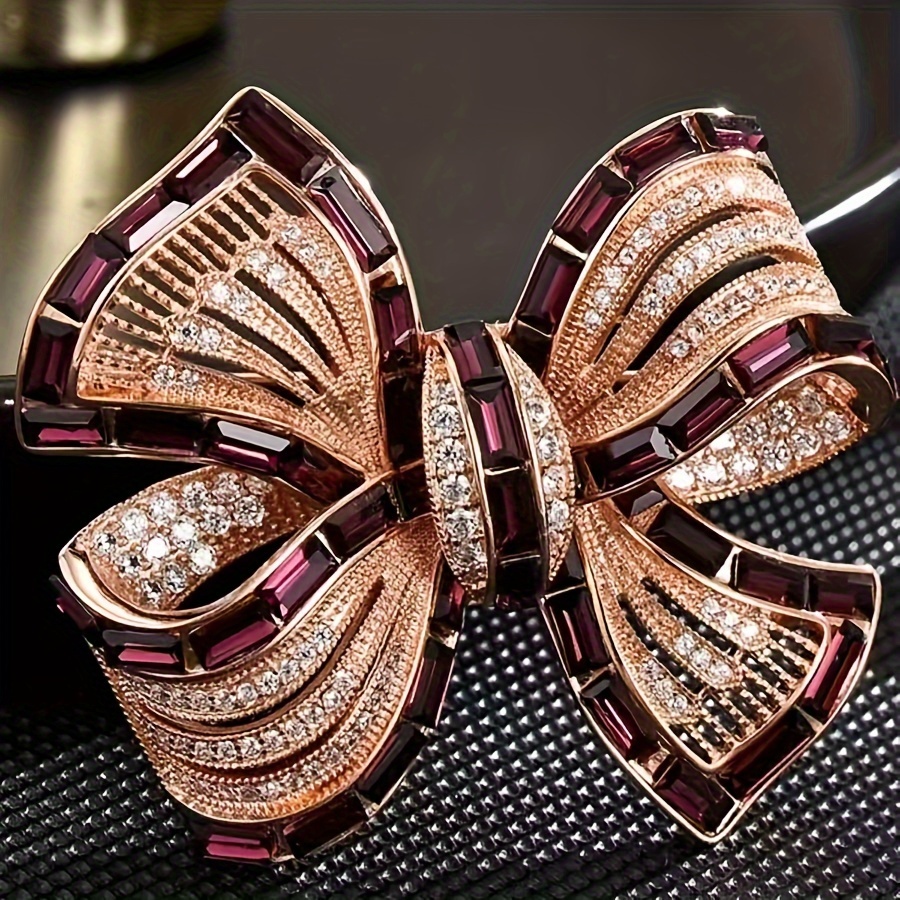 

1pc Elegant Bow Brooch, Encrusted, Silvery-tone Fashion Pin, Clothing Decoration