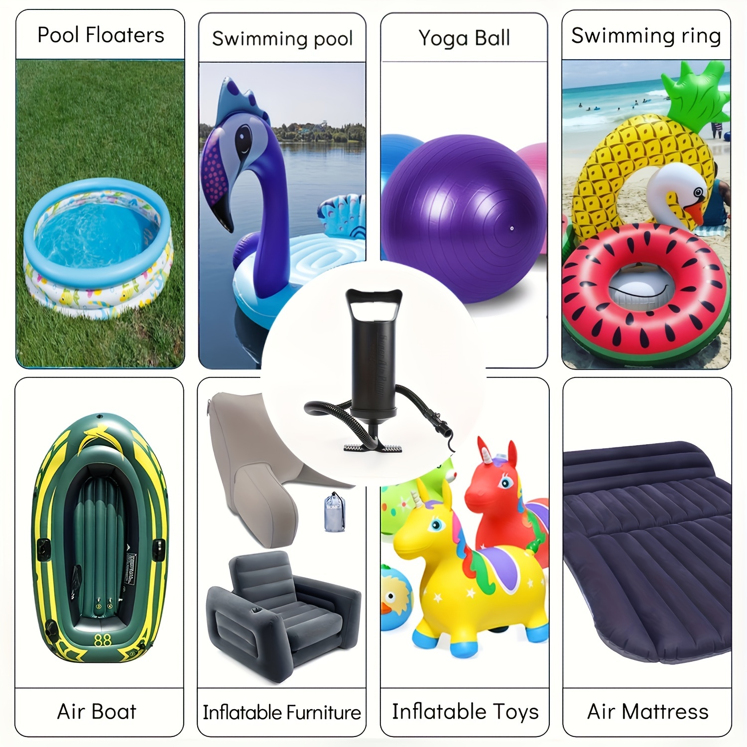 1pc Portable Manual Multi-Function Air Pump, Suitable for Air Mattresses, Swimming Rings, And Balloons. No Power Required, Manual Inflation, Easy to Carry And Operate, a Must-Have Inflatable Product for Outdoor Travel And Camping, Without Battery