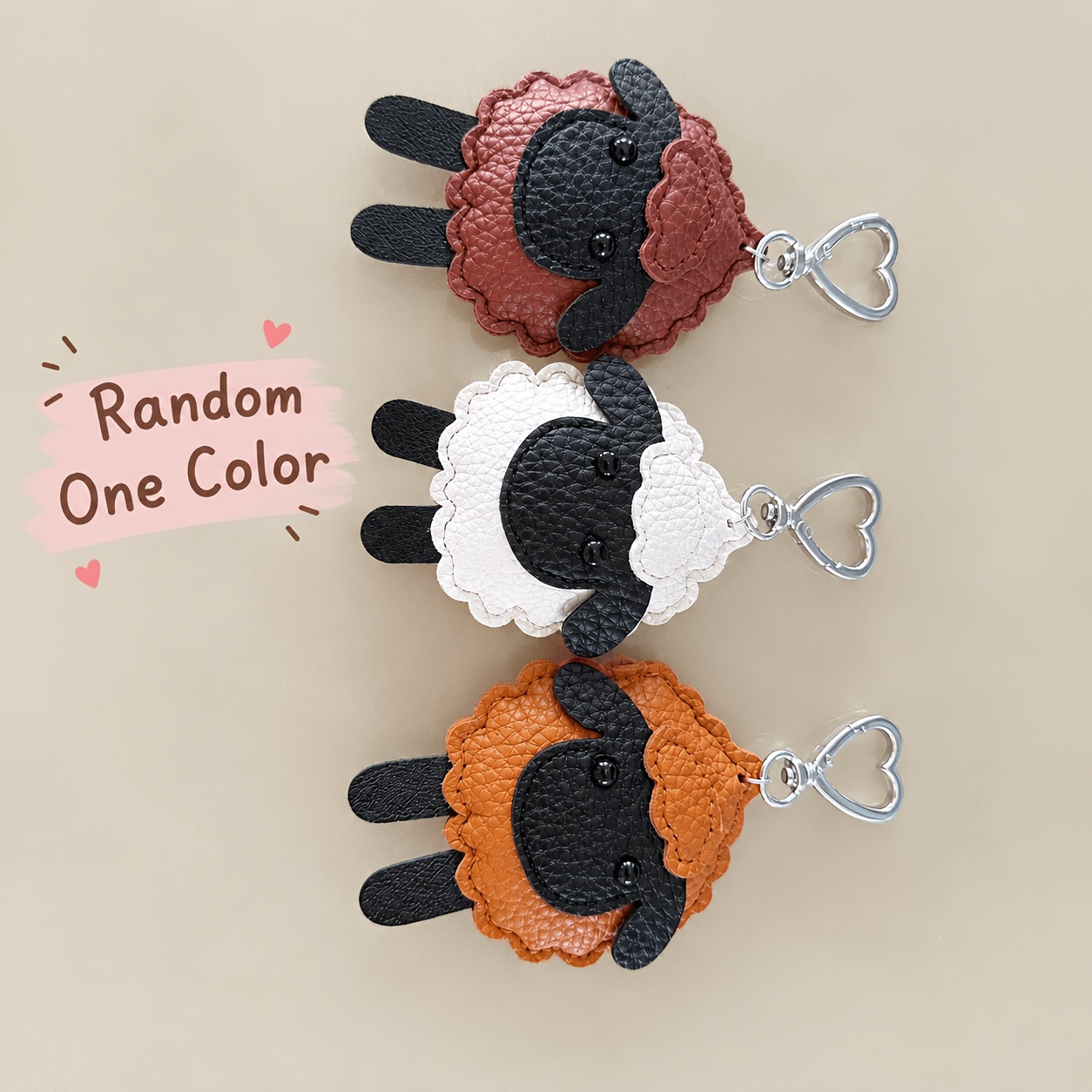 TEMU Random 1pc Color Lamb Pendant Keychain, Cute Pu Car Key Accessory, Men's And Women's Bag Decoration, Couple's Gift, Car Interior Accessory