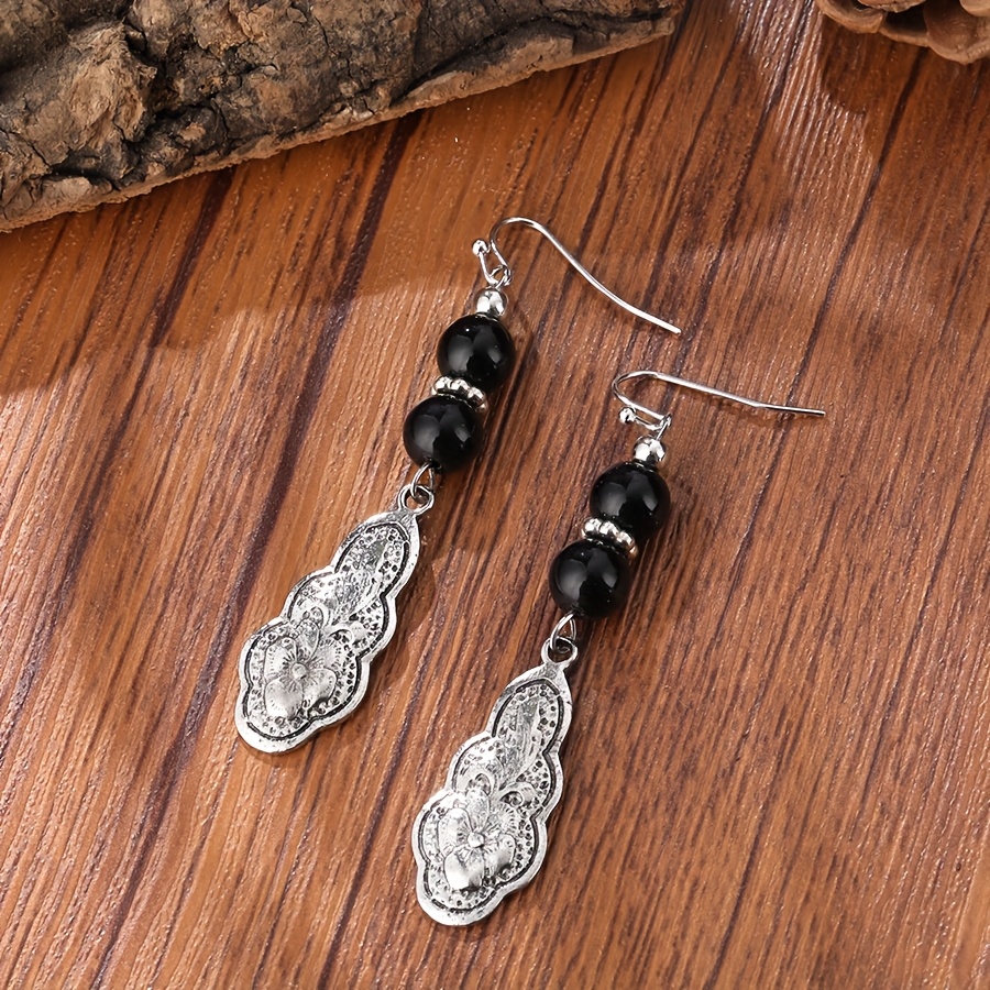 TEMU 2pcs Fashion Earrings, Vintage Earrings, Bohemian Earrings, Carved Flower Earrings, Bead Earrings, Fashion Jewelry, Bohemian Jewelry, Gift For