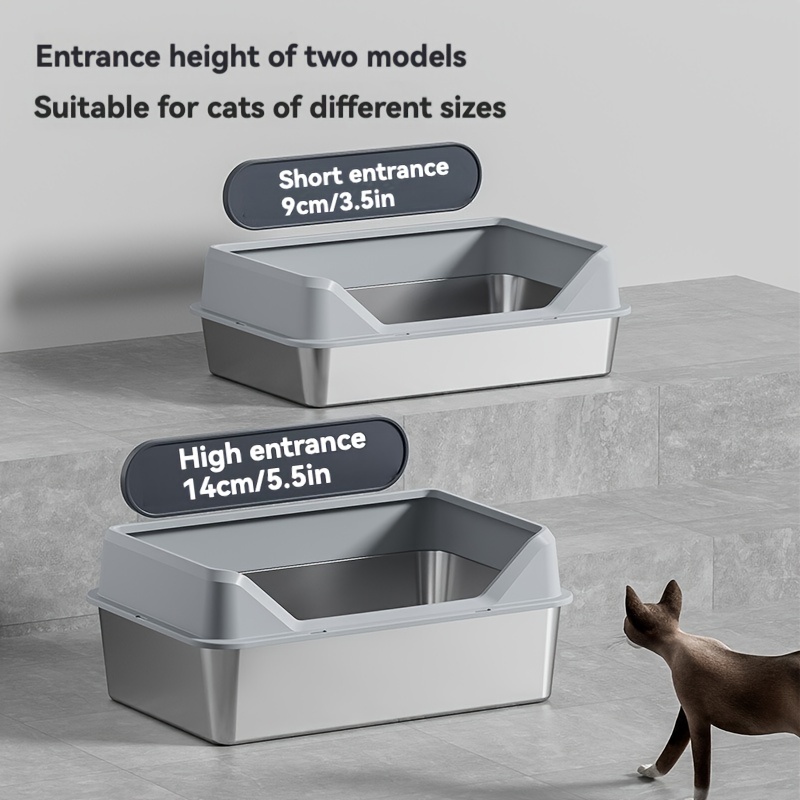Enclosed Stainless Steel Cat Litter Box with Lid Extra Large Litter Box for  * XL Metal Litter Pan Tray with High Wall Sides Enclosure, Non-Sticky,  Anti-Leakage * Small Animal Cage/* * Enclosure, ...