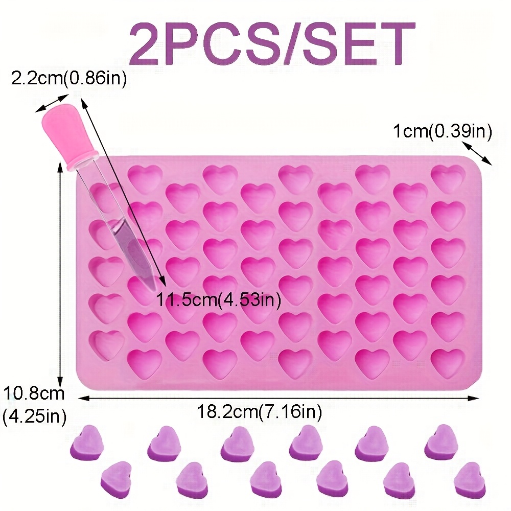 E-shop 2 Stück Liebe Silikon Kerzenformen Wachs Schmelzflüssigkeit DIY Pipette 55 Hohlräume Herzförmiges Silikonschale mit Skala Design