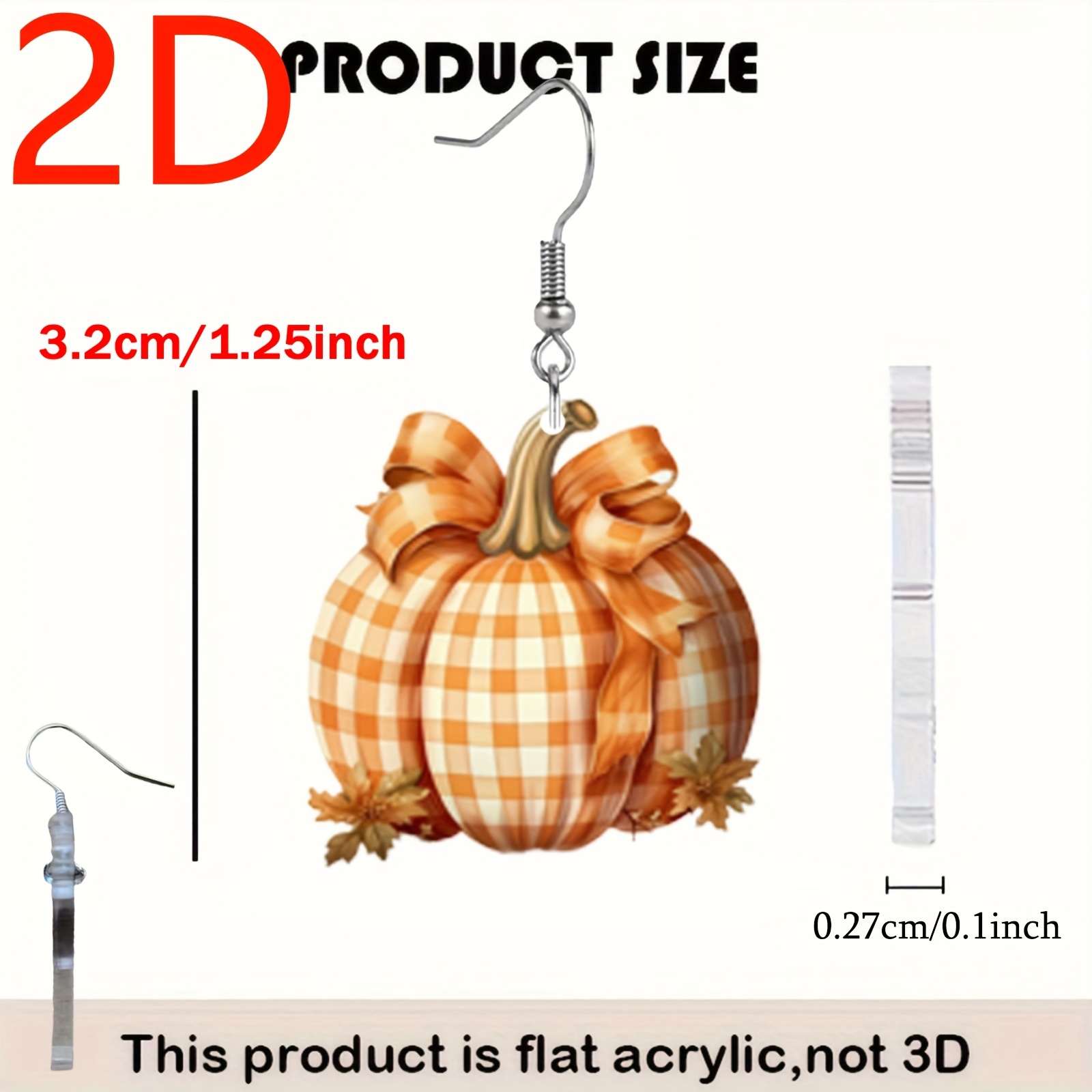 2D Halloween Pumpkin Design Dangle Earrings, Gift Box